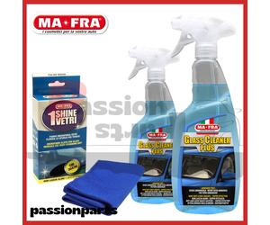 MAFRA KIT 2X GLASS CLEANER PLUS PULITORE VETRI E SCHERMI LCD + PANNO SHINE VETRI