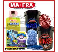 MAFRA KIT PULIZIA LAVAGGIO SHAMPOO E CERA 1LT GUANTO MICROFIBRA SECCHI E GRIGLIA