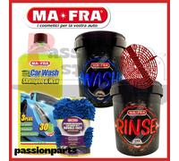 MAFRA KIT PULIZIA LAVAGGIO SHAMPOO E CERA 1LT GUANTO MICROFIBRA SECCHI E GRIGLIA