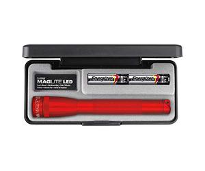 Mag-Lite SP22037F - Torcia mini, multimode, LED ad alta prestazione, 17 cm, 2 batterie AA e custodia incluse, colore: Rosso