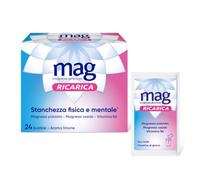 Mag Ricarica Integratore Magnesio Vitamina B6 per Stanchezza, 24 Bustine | Integratore con Magnesio Pidolato e Ossido, Per Stanchezza Fisica e Mentale, Senza Glutine e Lattosio, Aroma Limone