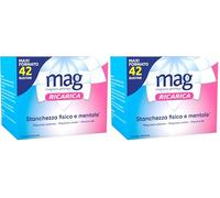 Mag Ricarica - Integratori per Adulti con Magnesio Pidolato, Magnesio Ossido, Vitamina B6 per Stanchezza Fisica e Mentale - Senza Glutine, Senza Lattosio (due confezioni da 42 Bustine Aroma Limone)