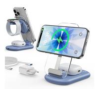 Mag Safe - Caricatore di ricarica e iPhone, 3 in 1, compatibile con iPhone 17, 16, 15, 14, 13, 12, Pro Max/Air/Plus/Pro, per Apple Watch 10/9, Airpods 3/2/Pro, pieghevole