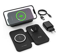 Mag-Safe - Caricatore wireless 3 in 1, 15 W, pieghevole, per iPhone 15/14/13/12, Apple Watch e Air Pods Travel Wireless Charger con caricatore USB C