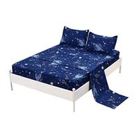 MAG Set di biancheria da letto 4 pezzi Space Sheets Galaxy Sheets Pianeti Stelle Razzi Set di lenzuola doppie per bambini, adolescenti e amanti d