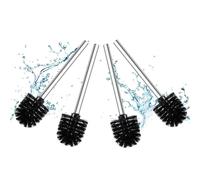 MAGAUSVZVK Scopini per WC neri, set da 4, scopini per WC con diametro di 6,5 cm, scopino per WC nero, scopino per WC con manico in acciaio inossidabile, testine rimovibili