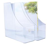 Magazine File Manager, Organizer Verticale Portadocumenti in Plastica Trasparente, Ufficio, Casa, Archivi Desktop Scolastici, Strumenti per Archiviazione Libri, 2 pz (alto)