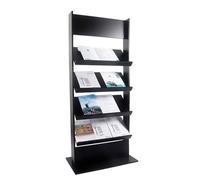 Magazine Rack Portariviste da Pavimento Portariviste Porta Informazioni Brochure Verticale Porta giornali e riviste Espositore Classico for giornali in Legno a 4 Livelli Magazine Rack Floor(Nero)