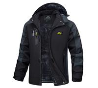 MAGCOMSEN Giacca da uomo in pile invernale Calda tasca traspirante Mulit Tasche giacche da lavoro antivento da uomo Giacca impermeabile con cappello staccabile Nero