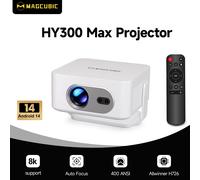 Magcubic HY300Max 400ANSI 8K Nativo 720P Proiettore con Messa a Fuoco Automatica Android 14 con Wifi6 BT5.4 Allwinner H726 Portatile per Esterni