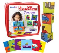 Magdum Cubi Puzzle Veicoli per Bambini - Cubi Grandi Gioco per Bambini e Neonati - Regalo per Bimbi da 0 a 1 Anno
