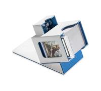 Mage Tech Card Deck Box for MTG Commander - Patented Design, Commander Display, Fits 100 Double -Sleeved Cards, 35pt Card Brick & Dice Tray - White/Blue