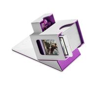 Mage Tech Card Deck Box for MTG Commander - Patented Design, Commander Display, Fits 100 Double-Sleeved Cards, 35pt Card Brick & Dice Tray - White/Viola