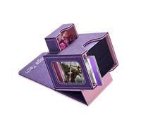 Mage Tech Commander Deck Box per MTG, design brevettato, display Commander, adatto a 100 carte a doppia manica, porta carte magnetico da 35 pt e vassoio per dadi - viola/rosa