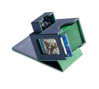 Mage Tech Commander Deck Box per MTG - Design Brevettato, Vetrina Commander, Adatta a 100 Carte Double-Sleeve, Porta Carte Magnetico da 35pt & Vassoio per Dadi - Blu/Verde