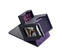 Mage Tech Commander Deck Box per MTG - Design Brevettato, Vetrina Commander, Adatta a 100 Carte Double-Sleeve, Porta Carte Magnetico da 35pt & Vassoio per Dadi - Nero/Viola