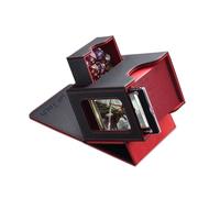 Mage Tech Commander Deck Box per MTG - Design Brevettato, Vetrina Commander, Adatta a 100 Carte Double-Sleeve, Porta Carte Magnetico da 35pt & Vassoio per Dadi - Nero/Rosso