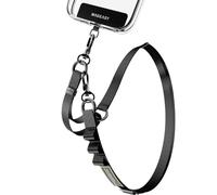 MAGEASY Cordino per telefono cellulare 2 in 1, tracolla universale e cinturino da polso con portachiavi integrato, linguetta per legare il telefono, nero, 38" to 62"
