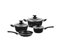 Magefesa - 01107821, Batteria da Cucina, 4 pz. + 3 coperchi, Colore: Nero