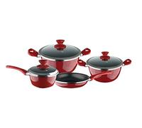 Magefesa - 01107822, Batteria da cucina, 4 pz. + 3 coperchi, colore: Rosso