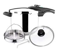 Magefesa Athenas - Pack Esclusivo Pentola a Pressione Rapida Da 7.5 L + Cestello + Coperchio In Vetro, Acciaio Inossidabile 18/10, Per Induzione, Fondo Termo-Diffusore