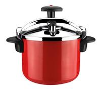 Magefesa Castell - Pentola a Pressione Tradizionale Rossa Da 6L, Acciaio Inossidabile 18/10, Per Tutti I Piani Cottura, Induzione Totale, Cucina Sana, Pomello Rotante