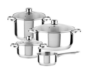 MAGEFESA Dux - Batteria da Cucina MAGEFESA Dux 7 Pezzi è Realizzata in Acciaio Inox 18/10, Compatibile con Tutti i Tipi di Fuoco. Facile Pulizia e Lavabile in lavastoviglie.