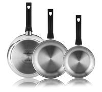 Magefesa Essencial Inox - Set Padelle Argentate 18 + 24 + 26cm, Acciaio Inossidabile, Senza Rivestimento Né Antiaderente, Ecologiche, Induzione