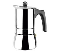 Magefesa Genova - Caffettiera Moka 10 Tazze, Acciaio Inox 18/10, Manico Ergonomico, Risparmio Energetico, per Tutti i Tipi di Cucine, Induzione