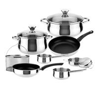 MAGEFESA IDEAL - Set di pentole da 11 pezzi: 2 pentole, 2 pentole, 2 mini padelle, 2 padelle, colino a rete, acciaio inossidabile, tutti i piani cottura (inclusa induzione), lavabili in lavastoviglie