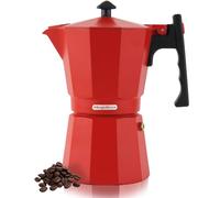 MAGEFESA Jamaica - Caffettiera Italiana Rossa 9 Tazze, Alluminio Extra Spesso, Tutti i Tipi di Cucine, Induzione, Caffè, Manico Termo-Resistente, Ecologico