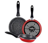 Magefesa K2 Rosso Set 3 Padelle Antiaderenti per Induzione in Pietra 20-24-28 cm