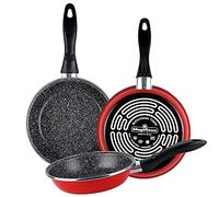 Magefesa K2 Rosso Set 3 Padelle Antiaderenti per Induzione in Pietra 24-26-28 cm
