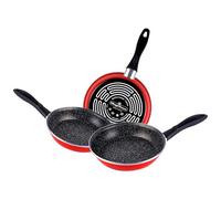Magefesa K2 Rosso Set 3 Padelle Antiaderenti per Induzione in Pietra 20-24-28 cm