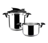 Magefesa Nova - Pentola a Pressione Rapida, Acciaio Inox 18/10, Sensore di Pressione, Chiusura Facile e Comoda, Cucina Sana, Induzione, Risparmio Energetico (4L+6L)