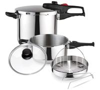 Magefesa Practika Plus - Set Di Pentole A Pressione Veloci 4 + 6L + Cestello, Acciaio Inossidabile 18/10, Sensore Di Pressione, Induzione, Risparmio Energetico