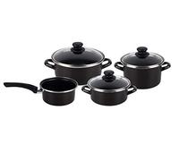 Magefesa Batteria da Cucina Induzione Set Pentole 7 Pezzi, Coperchi in Vetro Antiaderente Nero 1103075 - MG001
