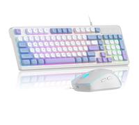 MageGee Combinazione di tastiera e mouse da gioco RGB, tastiera retroilluminata cablata GK980 e mouse da gioco rosa, tastiera PC e mouse DPI regolabile per PC/loptop/MAC (blu, bianco, viola)