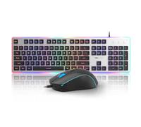 MageGee GK970 - Tastiera da gioco e mouse, tastiera cablata retroilluminata e combo da gioco rosa, tastiere per PC e mouse con sensibilità regolabile per PC/loptop/MAC (nero)