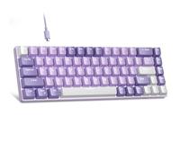 MageGee MK-Box - Tastiera da gioco meccanica portatile al 60%, retroilluminata a LED bianca, compatta, con 68 tasti, con interruttore rosso, per Windows, laptop, PC, Mac, viola