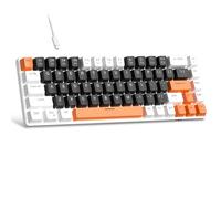 MageGee MK-Box - Tastiera da gioco portatile 60% meccanica, retroilluminata a LED, compatta, 68 tasti, mini tastiera da ufficio cablata con interruttore blu per computer portatili Windows, Mac - nero/bianco