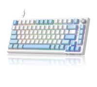 MageGee SKY81 - Tastiera meccanica da gioco 75%, sostituibile a caldo, con cavo, personalizzata, con smorzamento del suono a 5 strati, controllo manopola, retroilluminazione RGB, NKRO per Windows/Mac