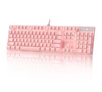 MageGee - Tastiera da gioco con cavo USB, con retroilluminazione, regolabile, impermeabile, ideale per PC, laptop, Mac, colore: rosa