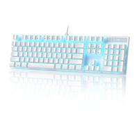 MageGee - Tastiera da gioco con cavo USB, tastiera meccanica con retroilluminazione regolabile, resistente agli schizzi, ideale per PC/laptop/giochi MAC (bianco)