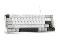 MageGee Tastiera da gioco meccanica portatile al 60%, compatta a 68 tasti, mini tastiera da ufficio cablata con interruttore rosso, per Windows, laptop, PC, Mac, colore: bianco/grigio