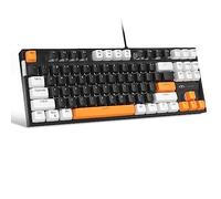 MageGee Tastiera meccanica da gioco 75% con interruttore marrone, tastiera retroilluminata a LED bianca, 87 tasti, compatta TKL con cavo, per PC portatili Windows, gamer, colore: nero/bianco