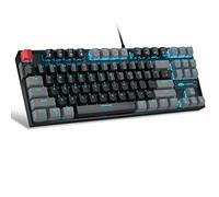 MageGee Tastiera meccanica da gioco 75% con interruttore rosso, tastiera retroilluminata blu a LED, 87 tasti, compatta TKL con cavo, per PC portatili Windows, gamer, colore: nero/grigio