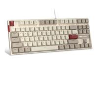 MageGee Tastiera meccanica da gioco 75%, interruttore rosso, retroilluminazione a LED bianca, 87 tasti, compatta TKL, con cavo, per Windows, laptop, PC, gamer, colore: bianco/grigio