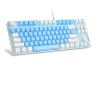 MageGee Tastiera meccanica da gioco al 75%, interruttore blu, retroilluminazione LED blu, 87 tasti, compatta TKL con cavo, per PC portatili Windows, gamer, colore: blu/bianco