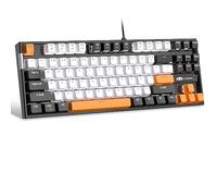 MageGee Tastiera meccanica da gioco al 75%, interruttore giallo, retroilluminazione a LED bianca, 87 tasti, compatta TKL, con cavo, per PC portatili Windows, PC, gamer, colore: bianco/nero